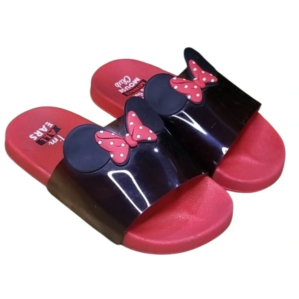 Disney Minnie Mouse Girl's Summer Black & Red Bow with Polka Dots Sandals Size 9
